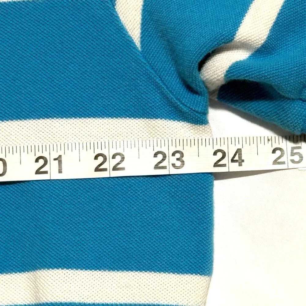 Polo Ralph Lauren Mens XL‎ Mesh Blue & White Striped Polo Shirt Excellent